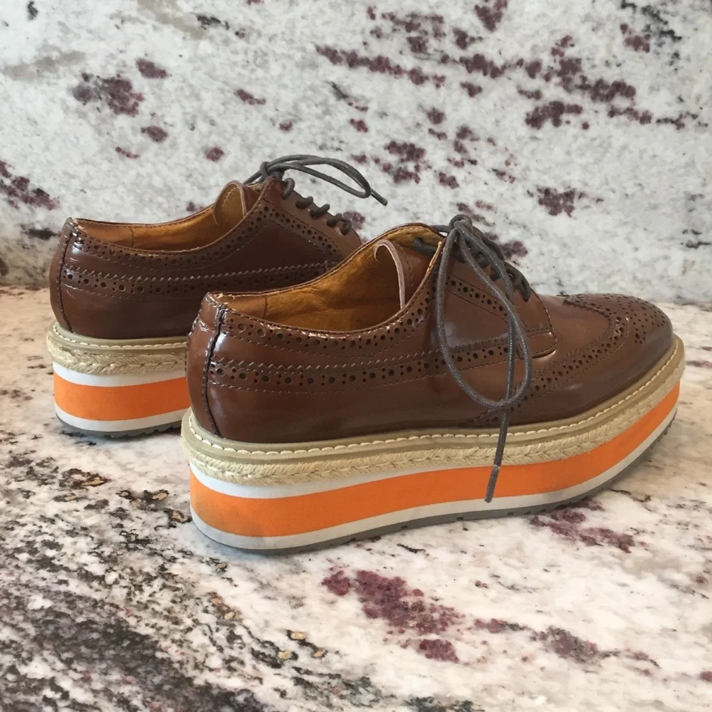 PRADA | Platform Jute Espadrilles Brogues Size 38 - Picture 5 of 16